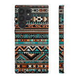 Teal and Orange Aztec Tough Cases! Cellphone Cases! Multiple Sizes Available! Apple iPhone, Samsung Galaxy, and Google Pixel devices!