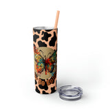 Your So Golden Butterfly Cow Printed Skinny Tumbler with Straw, 20oz! Multiple Colors!