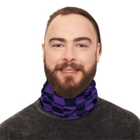 Black and Dark Purple Plaid Lightweight Neck Gaiter! 4 Sizes Available! Free Shipping! UPF +50! Great For All Outdoor Sports!