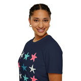 Pink and Blue Star Fish Medley Unisex Graphic Tees! Summer Vibes! All New Heather Colors!!! Free Shipping!!!