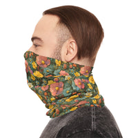 Green Floral Print Lightweight Neck Gaiter! 4 Sizes Available! Free Shipping! UPF +50! Great For All Outdoor Sports!