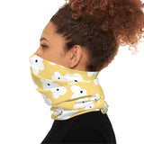 Pastel Yellow Floral Lightweight Neck Gaiter! 4 Sizes Available! Free Shipping! UPF +50! Great For All Outdoor Sports!