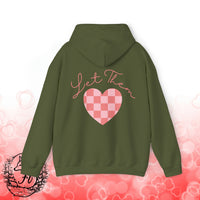 Let Them Plaid Pink Heart Back Designs Unisex Heavy Blend Hooded Sweatshirt! Free Shipping!!!