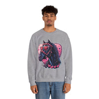 Valentines Day Black Horse Pink Hearts Unisex Sweatshirt! Retro! Free Shipping!!!