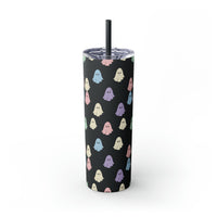 Retro Pastel Happy Little Ghost Skinny Tumbler with Straw, 20oz! Halloween!