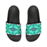 Boho Patchwork Aztec Aqua Blue Summer Beach Slides, Women's PU Slide Sandals! Free Shipping!!!