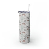 Western/Boho Teepee and Dreamcatcher Grey Neutrals Skinny Tumbler with Straw, 20oz!