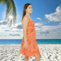 Western Orange and White Bandana Print Women's Fit n Flare Dress! Free Shipping!!! New!!! Sun Dress! Beach Cover Up! Night Gown! So Versatile!