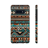 Teal and Orange Aztec Tough Cases! Cellphone Cases! Multiple Sizes Available! Apple iPhone, Samsung Galaxy, and Google Pixel devices!