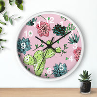 Boho Pink Cactus and Succulents Wall Clock! Perfect For Gifting! Free Shipping!!!
