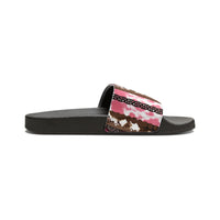 Western Stripes Cow Print Pink Summer Beach Slides, Women's PU Slide Sandals! Free Shipping!!!