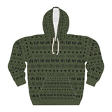 Hunter Green Aztec Black Unisex Pullover Hoodie! All Over Print! New!!!