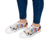 Boho Watercolor Floral Vines  Women's Low Top Sneakers! Free Shipping! Specialty Buy!