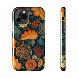 Fall Florals Navy Blue and Orange Tough Phone Cases! Fall Vibes!