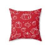 Dark Red and White Polka Dot Pumpkin Square Pillow! Halloween! Fall Vibes!