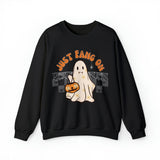 Just Fang On Retro Ghost Unisex Heavy Blend Crewneck Sweatshirt! Halloween! Fall Vibes!