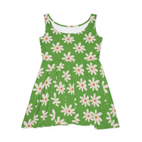 Light Green Daisy's Print Women's Fit n Flare Dress! Free Shipping!!! New!!! Sun Dress! Beach Cover Up! Night Gown! So Versatile!