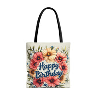 Happy Birthday Floral Tote Bag! Re-use/Re-cycle!