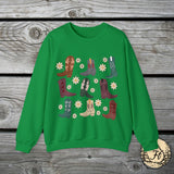 Vintage Daisy Boot Medley Unisex Heavy Blend Crewneck Sweatshirt! Christmas Gift For a Western Gal!