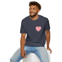 Valentines Day Pink Plaid Heart Basics Wear Anywhere Unisex Graphic Tee! All New Heather Colors!!! Free Shipping!!!