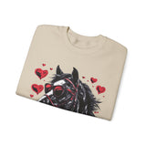 Valentines Day Black Horse Red Hearts Edition Unisex Sweatshirt! Retro! Free Shipping!!!