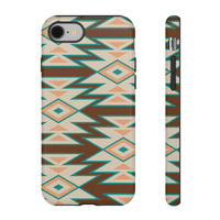 Teal and Brown Aztec Tough Cases! Cellphone Cases! Multiple Sizes Available! Apple iPhone, Samsung Galaxy, and Google Pixel devices!