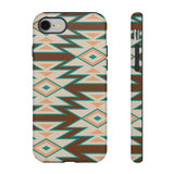 Teal and Brown Aztec Tough Cases! Cellphone Cases! Multiple Sizes Available! Apple iPhone, Samsung Galaxy, and Google Pixel devices!