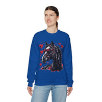 Valentines Day Black Horse Red Hearts Edition Unisex Sweatshirt! Retro! Free Shipping!!!