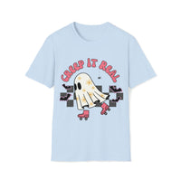 Creep it Real Retro Roller Ghost Unisex Graphic Tee! Halloween! Fall Vibes!