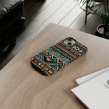 Teal and Orange Aztec Tough Cases! Cellphone Cases! Multiple Sizes Available! Apple iPhone, Samsung Galaxy, and Google Pixel devices!