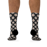 Classic Black Daisy Unisex Eco Friendly Recycled Poly Socks!!! Free Shipping!!! 58% Recycled Materials!