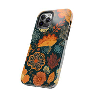 Fall Florals Navy Blue and Orange Tough Phone Cases! Fall Vibes!