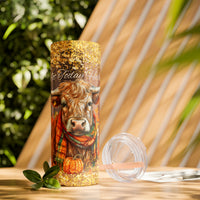 Not Today Heifer Highlander Cow Fall Vibes Skinny Tumbler with Straw, 20oz! Multiple Colors!