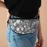 Grey Blue Florals Unisex Fanny Pack! Free Shipping! One Size Fits Most!