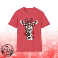 Valentines Day Giraffe Heart Unisex Graphic Tee!  All New Heather Colors!!!