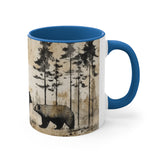 Black Bear Acid Wash Greyscale Accent Coffee Mug, 11oz! Multiple Colors Available! Fall Vibes!