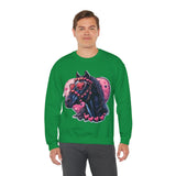 Valentines Day Black Horse Pink Hearts Unisex Sweatshirt! Retro! Free Shipping!!!