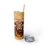 Not Today Heifer Highlander Cow Fall Vibes Skinny Tumbler with Straw, 20oz! Multiple Colors!