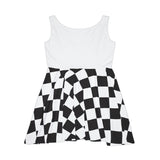 White Plaid and Black Print Women's Fit n Flare Dress! Free Shipping!!! New!!! Sun Dress! Beach Cover Up! Night Gown! So Versatile!