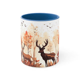 Autumn Orange and Black Deer and Doe Antler Forest Accent Coffee Mug, 11oz! Multiple Colors Available! Fall Vibes!