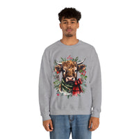 1 Highlander Cow Christmas Edition Unisex Heavy Blend Crewneck Sweatshirt!