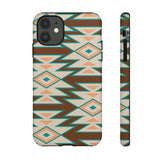 Teal and Brown Aztec Tough Cases! Cellphone Cases! Multiple Sizes Available! Apple iPhone, Samsung Galaxy, and Google Pixel devices!