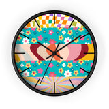 Groovy Floral Quilt in Teal and Pink Print Wall Clock! Perfect For Gifting! Free Shipping!!! 3 Colors Available!