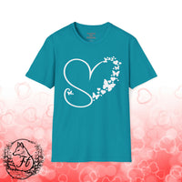 Valentines Day Butterfly Heart Medley White Version Unisex Graphic Tee! All New Heather Colors!!! Free Shipping!!!