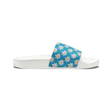 Turquoise Daisy Flower Print Summer Beach Slides, Women's PU Slide Sandals! Free Shipping!!!