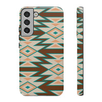 Teal and Brown Aztec Tough Cases! Cellphone Cases! Multiple Sizes Available! Apple iPhone, Samsung Galaxy, and Google Pixel devices!