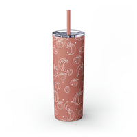 Polka Dot Pumpkin Thanksgiving Fall Vibes Skinny Tumbler with Straw, 20oz! Multiple Colors Available!