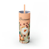 Custom Name Personalized Botanical Garden Tumblers Skinny Tumbler with Straw, 20oz! Multiple Colors Available!