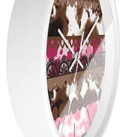 Western Pink Cow Print Wall Clock! Perfect For Gifting! Free Shipping!!! 3 Colors Available!