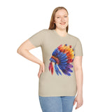 Indian Head Dress Colorful Rainbow Unisex Graphic Tees! Summer Vibes! All New Heather Colors!!! Free Shipping!!!